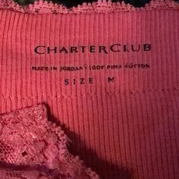 Charter Club size medium s/s pink split neck top - Picture 4 of 4